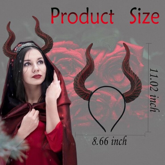 Gothic Red Demon Horns Headband Plastic Halloween Cosplay Accessories - Picture 6 of 7